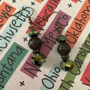 Antique Brass Dangle Earrings.